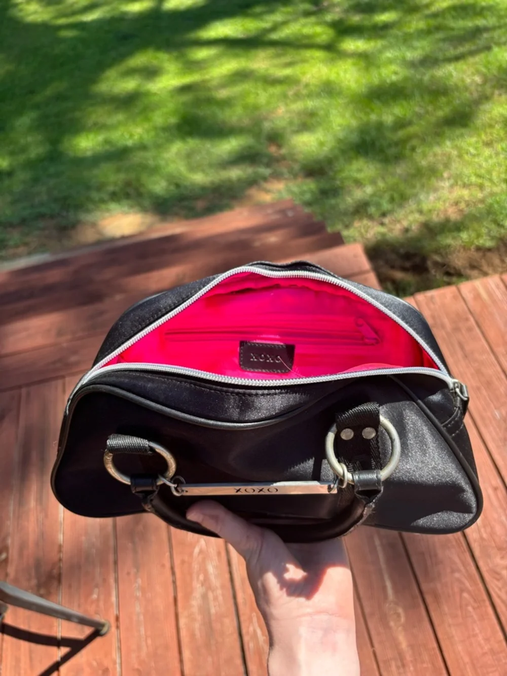 XOXO Black Baby Bag with Silver Accents